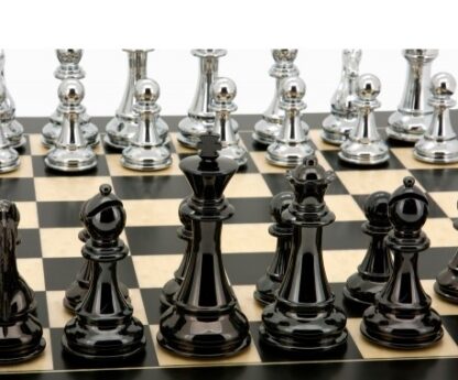 Dal Rossi Italy Chess Set – Silver and Titanium Black, 50cm - Image 2