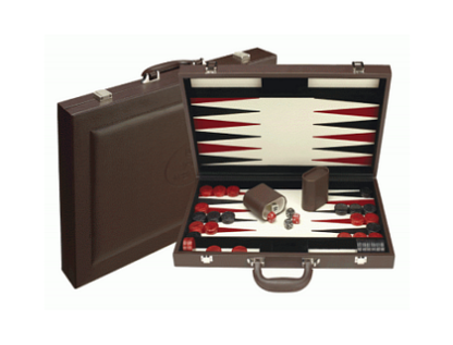 Dal Rossi Italy Backgammon - PU Leather Brown, 46cm