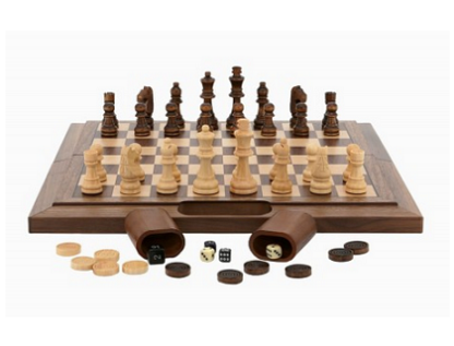 Dal Rossi Italy Chess / Checkers / Backgammon - Walnut, 40cm