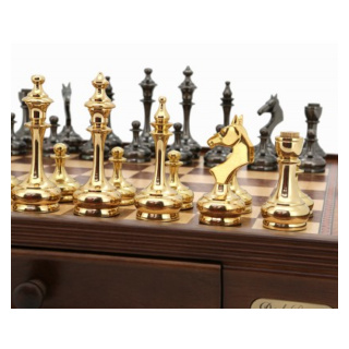 Dal Rossi Italy Chess Pieces: Brass Cap Staunton