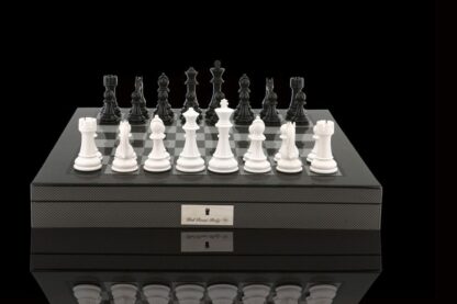 Dal Rossi Italy Chess Set - Black & White, Carbon Fibre, 51cm - Image 6