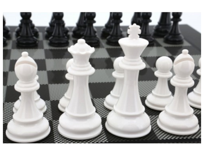 Dal Rossi Italy Chess Set - Black & White, Carbon Fibre, 51cm - Image 5