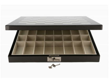 Dal Rossi Italy Chess Set - Black & White, Carbon Fibre, 51cm - Image 3