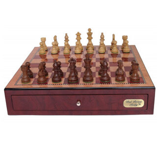 Dal Rossi Italy Chess Set - Red Mahogany Finish with Double-weighted Pieces, 45cm