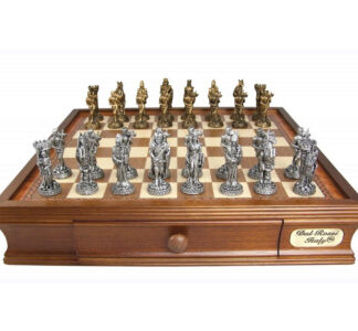 Dal Rossi Italy Chess Set - Medieval, Deluxe, Solid Pewter Pieces, 40cm