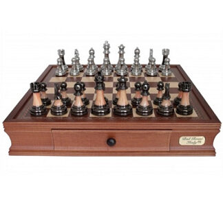 Dal Rossi Italy Chess Set - Metal/Marble Finish pieces, 40cm