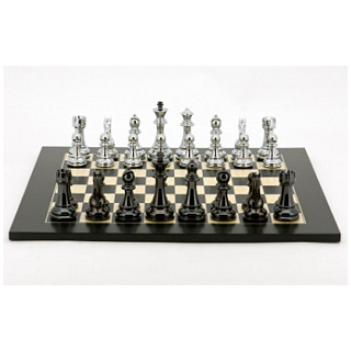 Dal Rossi Italy Chess Set – Silver and Titanium Black, 50cm