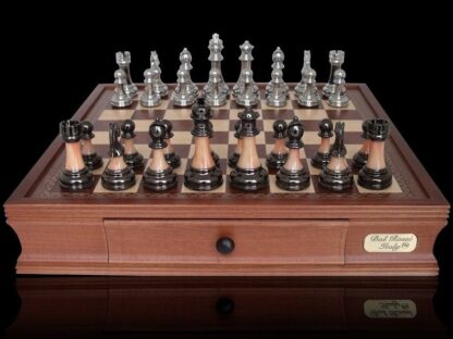 Dal Rossi Italy Chess Set - Metal/Marble Finish pieces, 40cm - Image 4