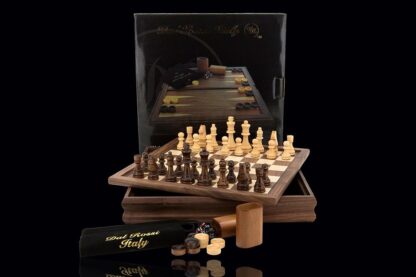 Dal Rossi Italy Chess / Checkers / Backgammon - Walnut, 35cm, with Flip Top Board - Image 5