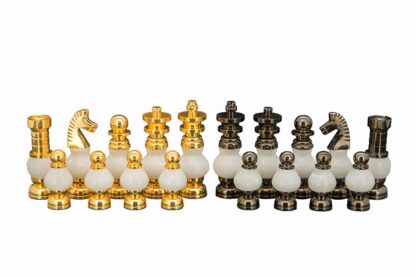 Dal Rossi Italy Chess Pieces: White Stone and Gold - Image 3