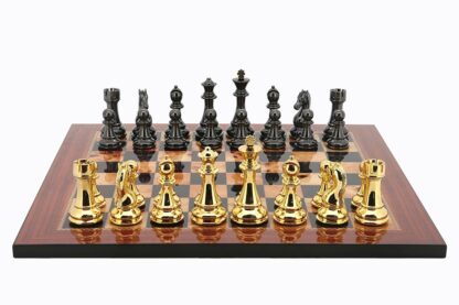 Dal Rossi Italy Chess Set - Gold and Titanium, Walnut Finish, 50cm - Image 2