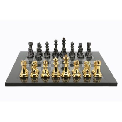 Dal Rossi Italy Chess Set - Gold and Titanium, Carbon Fibre Finish, 50cm - Image 2