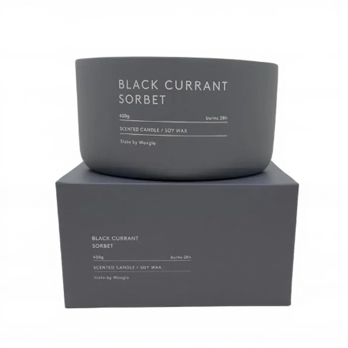 Soy Wax Candle in Slate Vessel: Black Currant Sorbet, 400g - Image 2