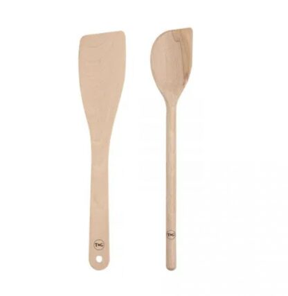 T&G Beech Scraper Spoon & Curved Spatula Set - Image 2