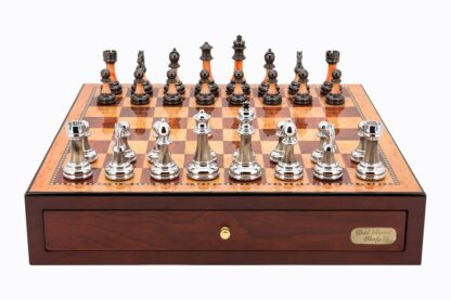 Dal Rossi Italy Chess Set - Mahogany Finish with Metal/Marble Chessmen, 45cm - Image 2