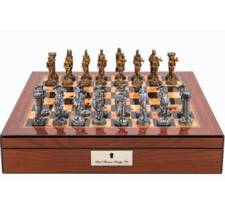Dal Rossi Italy Chess Set - Walnut Finish with Medieval Pewter Chessmen, 40cm
