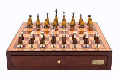 Dal Rossi Italy Chess Set - Red Mahogany Finish with Staunton Metal/Wood Chessmen, 45cm - Image 2