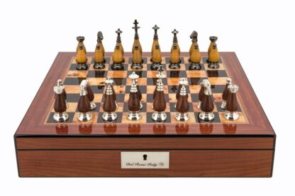 Dal Rossi Italy Chess Set - Walnut Finish with Staunton Metal/Wood Chessmen, 40cm - Image 2