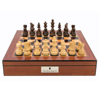 Dal Rossi Italy Chess Set - Walnut Finish, Chess Box with Compartments, 40cm