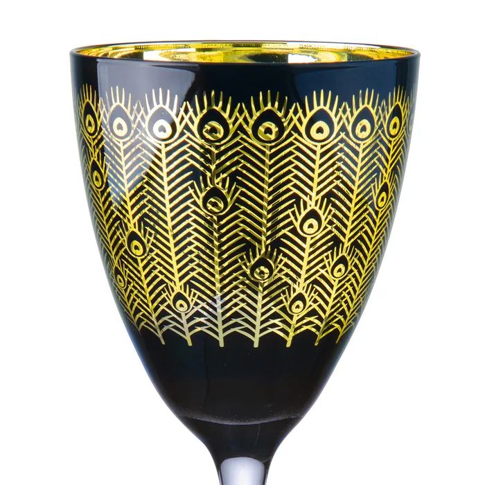 Artland Midnight Peacock Wine Glasses, Set of 2 - Image 5