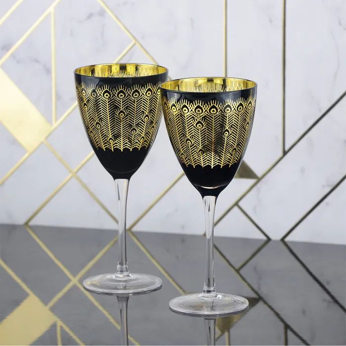 Artland Midnight Peacock Wine Glasses, Set of 2 - Image 3