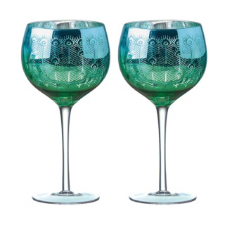 Artland Peacock Gin Glasses, Set of 2