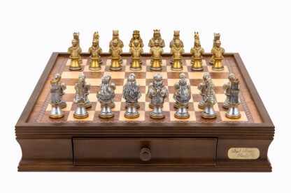 Dal Rossi Italy Chess Set - Medieval Warriors Resin Chessmen on Chess Box with Drawers, 40cm - Image 2