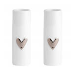 Räder Porcelain Mini Vases, Silver Heart, Set of 2