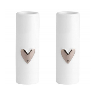 Räder Porcelain Vase, Silver Heart, Mini, Set of 2