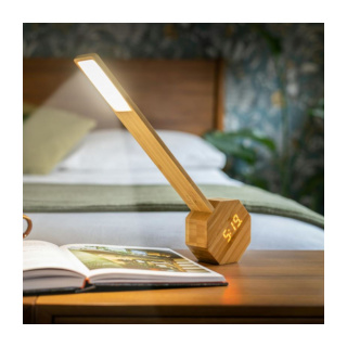 Gingko Desk Light/Clock, Octagon One Plus, Japanese Bamboo