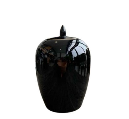 Porcelain Pot with Lid, Small, Black - Image 2
