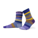 Solmate Socks:  Adult Crew Socks, Purple Rain, Large
