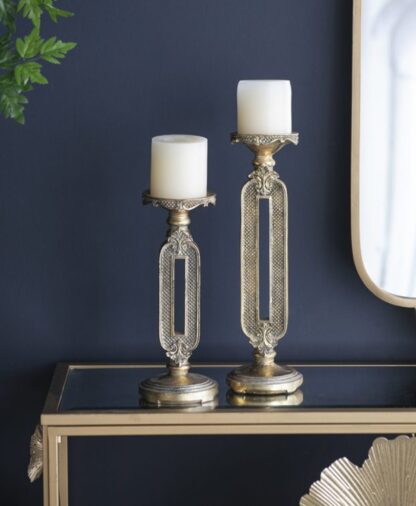 Candle Holder, Antique Gold, Set of 2 - Image 2