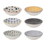 Now Designs Stamped Pinch Bowls, Bits & Dots, Multicolour, Set of 6