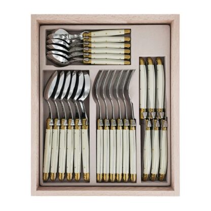 Verdier Cutlery Set, 24pc, Ivory & Bras - Image 2
