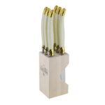Verdier Steak Knife Block Set: Ivory & Brass
