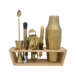 Spunglo Bar Tool Set & Stand, Gold, 11 Piece