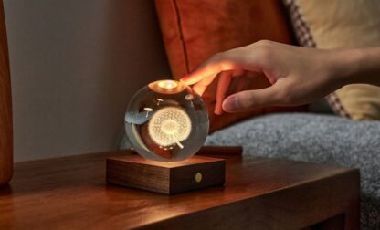 Gingko 3D Laser Engraved LED Light, Walnut Dandelion - Image 3