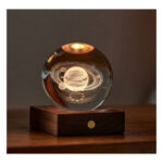 Gingko 3D Laser Engraved LED Light, Walnut Saturn