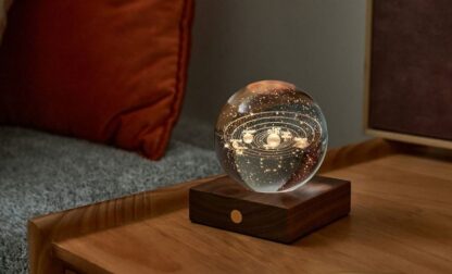 Gingko 3D Laser Engraved LED Light, Walnut Solar System - Image 5