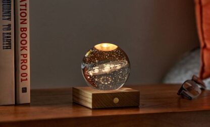 Gingko 3D Laser Engraved LED Light, Walnut Solar System - Image 3