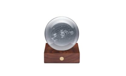 Gingko 3D Laser Engraved LED Light, Walnut Solar System - Image 6