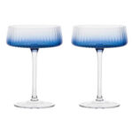 Anton Studio Empire Blue Champagne Saucers, Set of 2