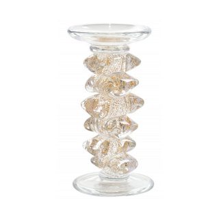 Candle Holder, Golden Glass Candlestick, Small