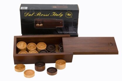Dal Rossi Italy Draughts & Backgammon Pieces in Wooden Box - Image 2