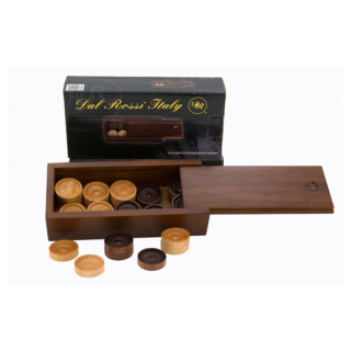 Dal Rossi Italy Draughts & Backgammon Pieces in Wooden Box