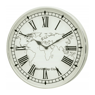 World Map Clock, White