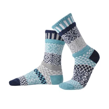Solmate Socks:  Adult Crew Socks, Snowfall, Large