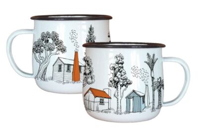 Wolfkamp & Stone Enamel Mugs, Back Country Huts, Set of 2 - Image 2