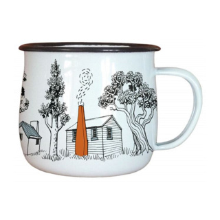 Wolfkamp & Stone Enamel Mugs, Back Country Huts, Set of 2